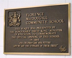 plaque commemorating the school opening