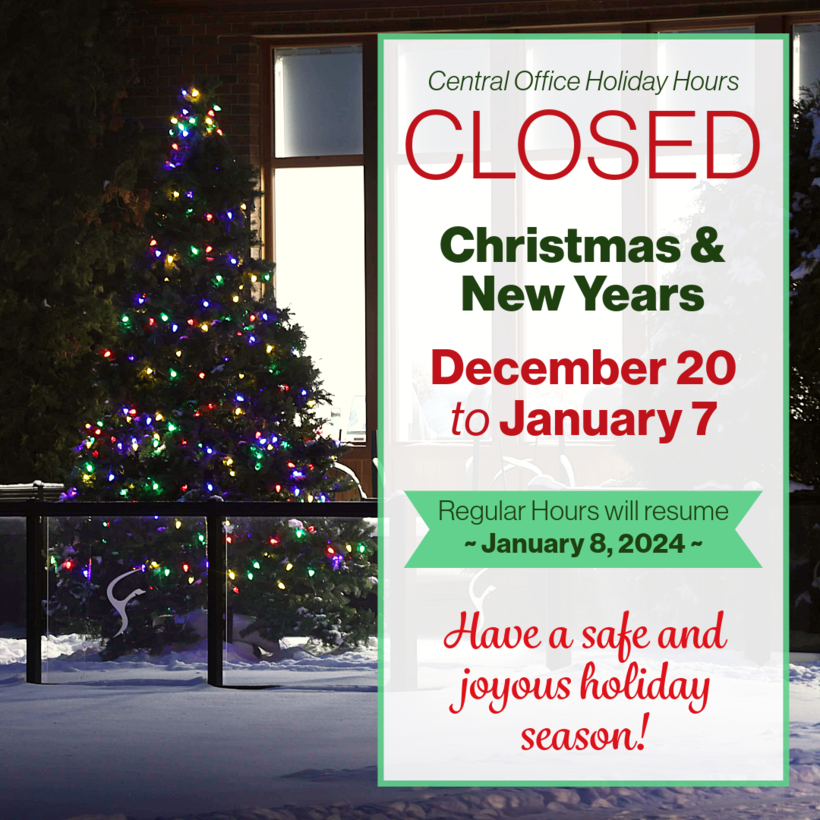 closed for christmas and new years and will reopen on January 8