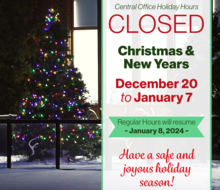 closed for christmas and new years and will reopen on January 8