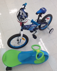 ride on scooter and bike with training wheels