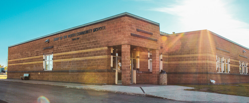 school entrance brick building