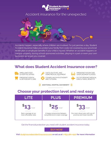 poster with information on student accident insurance